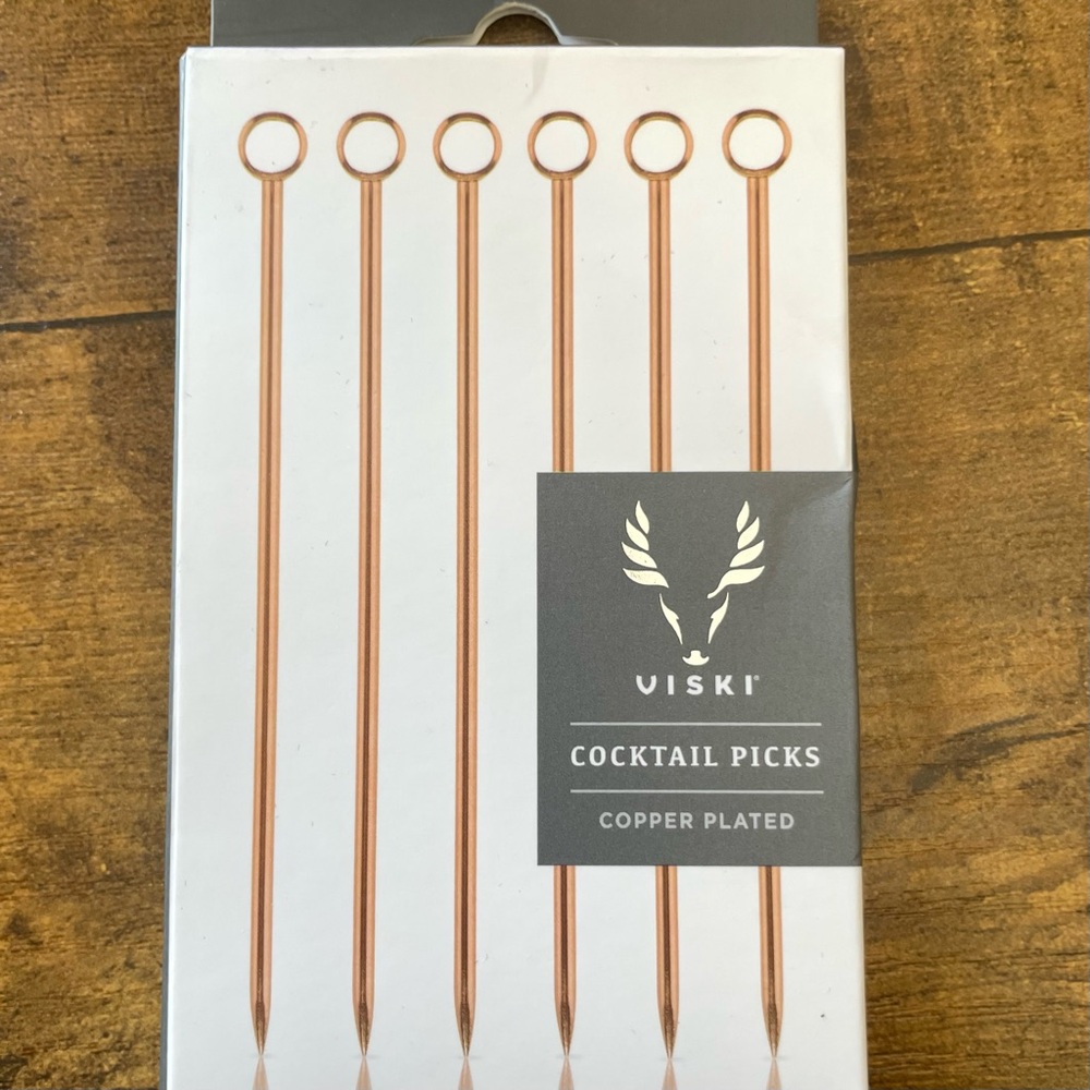Set of 6 Copper-Plated Cocktail Picks / Drink Stirrers